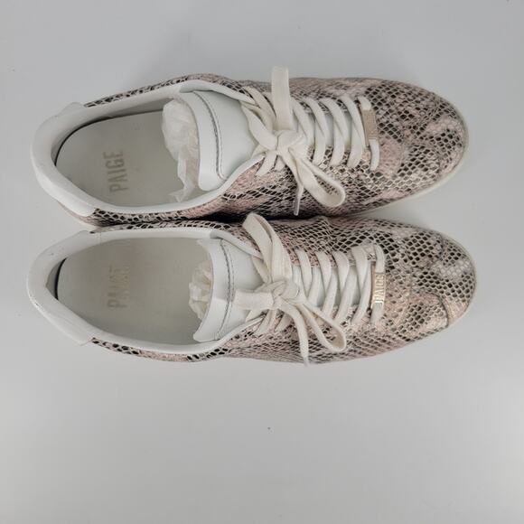 PAIGE Pink Gold Leather Amy Sneakers 9 - Picture 7 of 11
